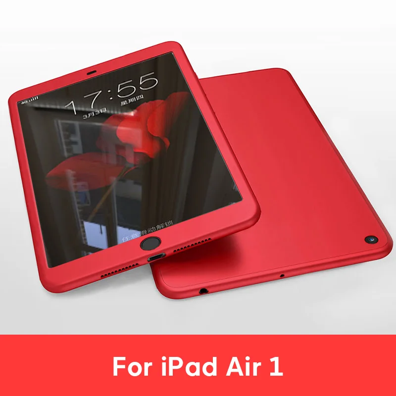 For iPad Air 1 RD Чехол для iPad Air 1 2 3 iPad mini 4 5 для iPad Pro 10,5 силиконовый 360 всего тела крышка+ Стекло для iPad 9,7 5th 6th чехол - Цвет: For iPad Air 1 RD