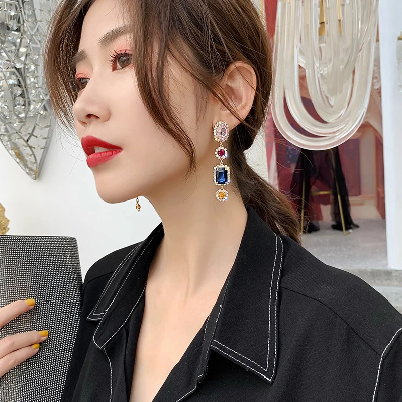 Классические женские длинные серьги с кисточками в виде капли