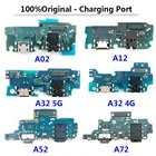 100% Оригинальный USB-разъем для зарядного порта, гибкий кабель для Samsung A02, A12, A32, A52, A72, фото с микрофоном, сменный аксессуар