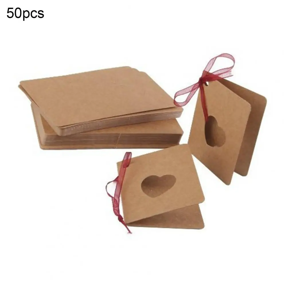 Поздравительные открытки 50 шт./компл. с 10 м Красной веревкой узором в виде сердца