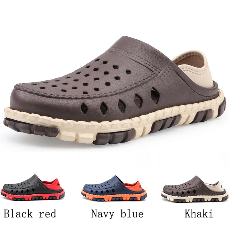 Summer Mens Sandals Outdoor Water Shoes Non-slip Hollow Beach Shoes Men Soft Lightweight EVA Clog Shoes flip flops Zapatos Mujer