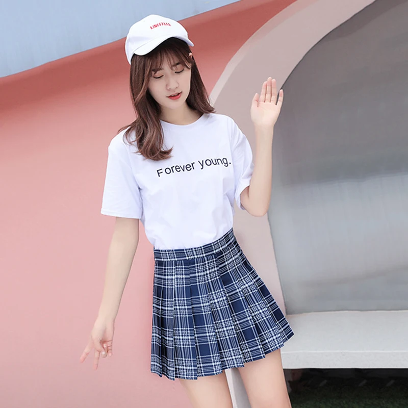 Летние женские юбки новая корейская мода модные трендовые клетчатые