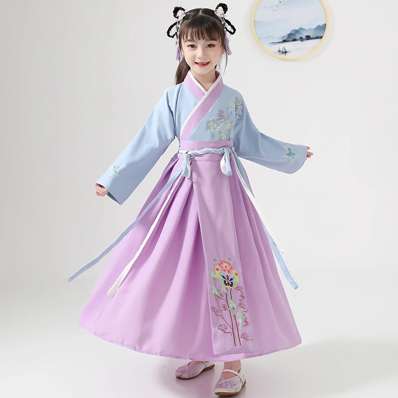 Костюм Тан ханьфу Новогодняя одежда для девочек китайский традиционный костюм