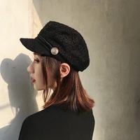 new design autumn winter cotton female%c2%a0british style%c2%a0sparkling ease match outing trend fashion casual women visor beret cap