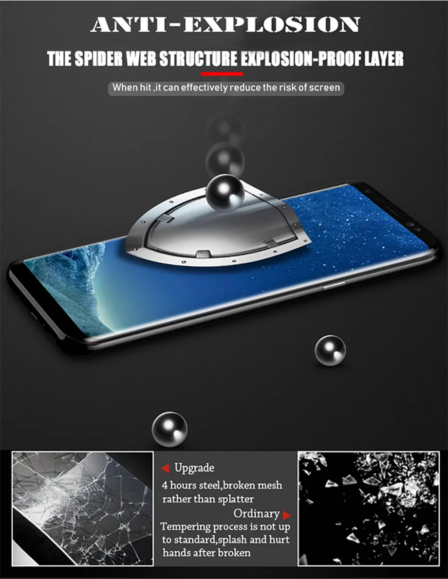 50D полное изогнутое закаленное стекло для samsung Galaxy S9 S8 Plus Note 8 9 Защитная пленка для экрана для samsung A6 A8 S7 Edge