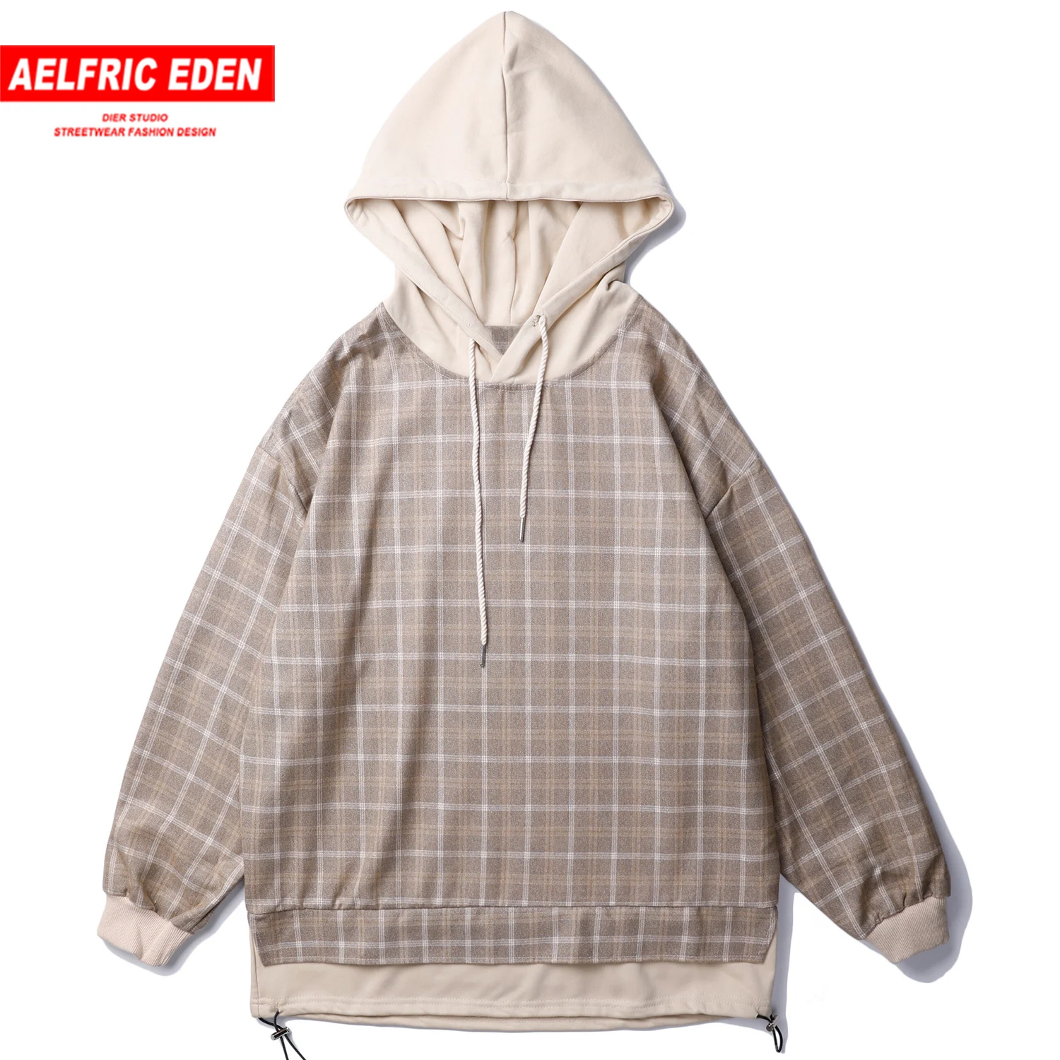 Aelfric Eden лоскутные клетчатые толстовки с капюшоном для мужчин осень 2019 Harajuku