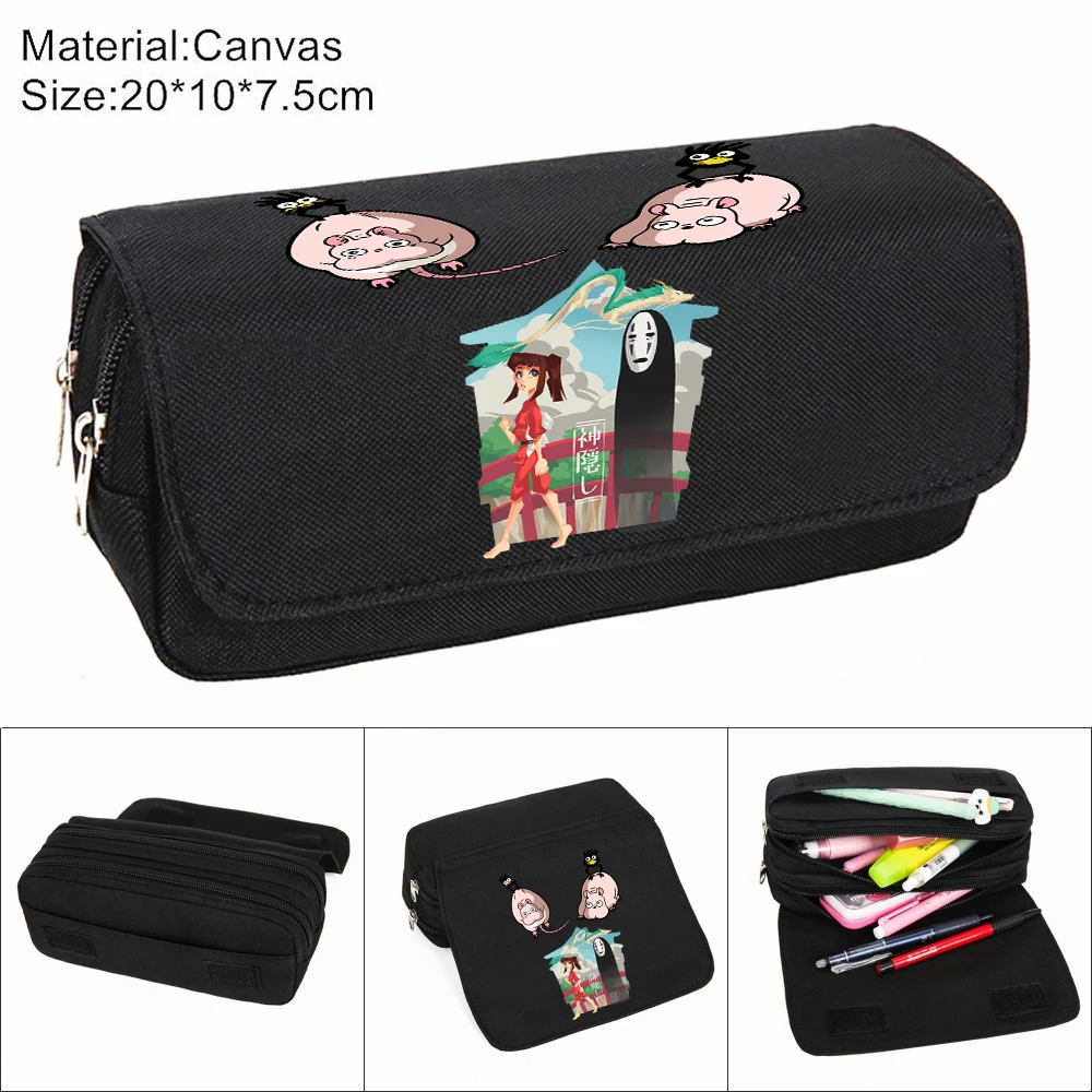 

Anime Spirited Away Casual Pencil Case Student Zip Canvas Cosmetic Bag Teenger Women Penbag Cartoon Makeup Bag Stationery Gift