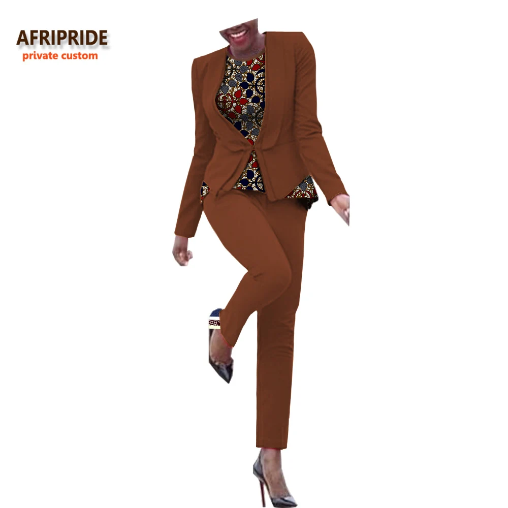 Африканский Весенний костюм из 3 предметов для женщин AFRIPRIDE пальто на одной пуговице+ рубашка без рукавов+ брюки длиной до щиколотки костюм A722667