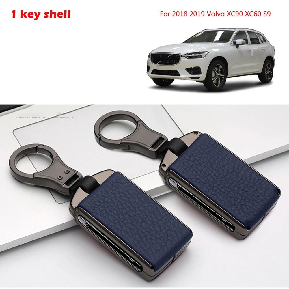 

Alloy Leather Smart Key Fob Cover Case Fit For 2018 2019 Volvo XC90 XC60 S9