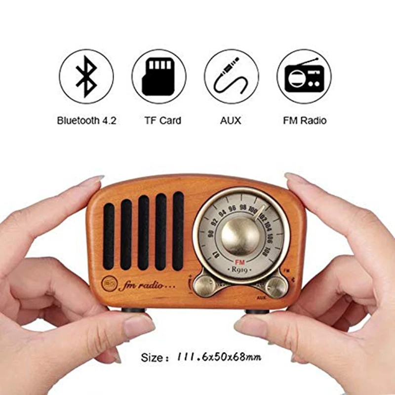 Винтажный радио ретро Bluetooth динамик-деревянный Fm классический стиль сильный бас