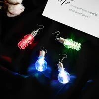 1 pair funny led light bulb glowing shiny earrings womens fashion personality ear jewelry birthday gifts party prom supplies