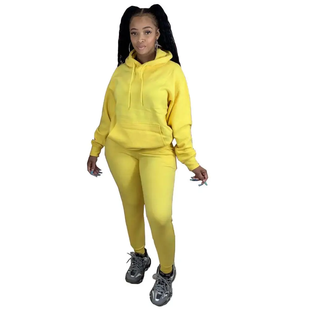 

Women Sportwear Two Piece Tracksuit Warm Clothes Long Sleeve Hooded Sweatshirt Tops and Long Jogger Sweatpant Active Wear Outfit