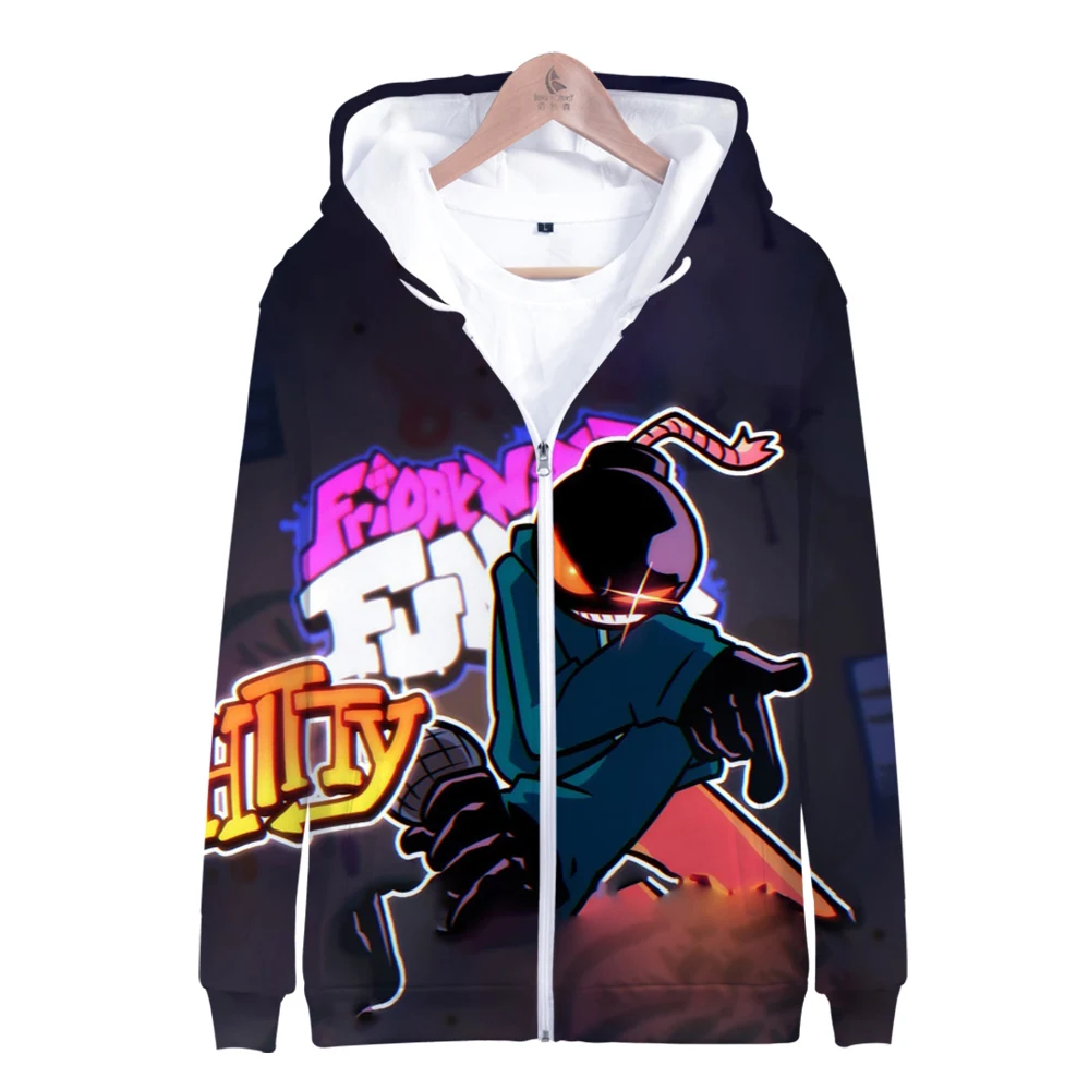 

Friday Night Funkin Hoodie 3D Men Women Zipper Sweatshirt Plus Size Boys/Girls Long Sleeve Harajuku Kids sized Game Clothes