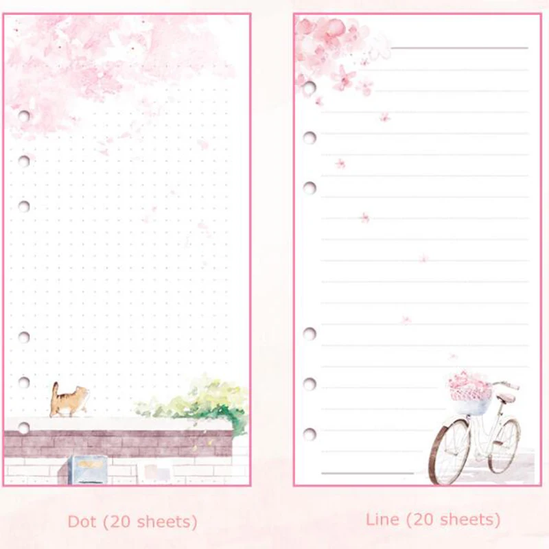 

Cherry Blossoms Sakura 80 Sheets A6 Loose-Leaf Notebook Journal Agenda Planner Gift Set Kawaii Stationery