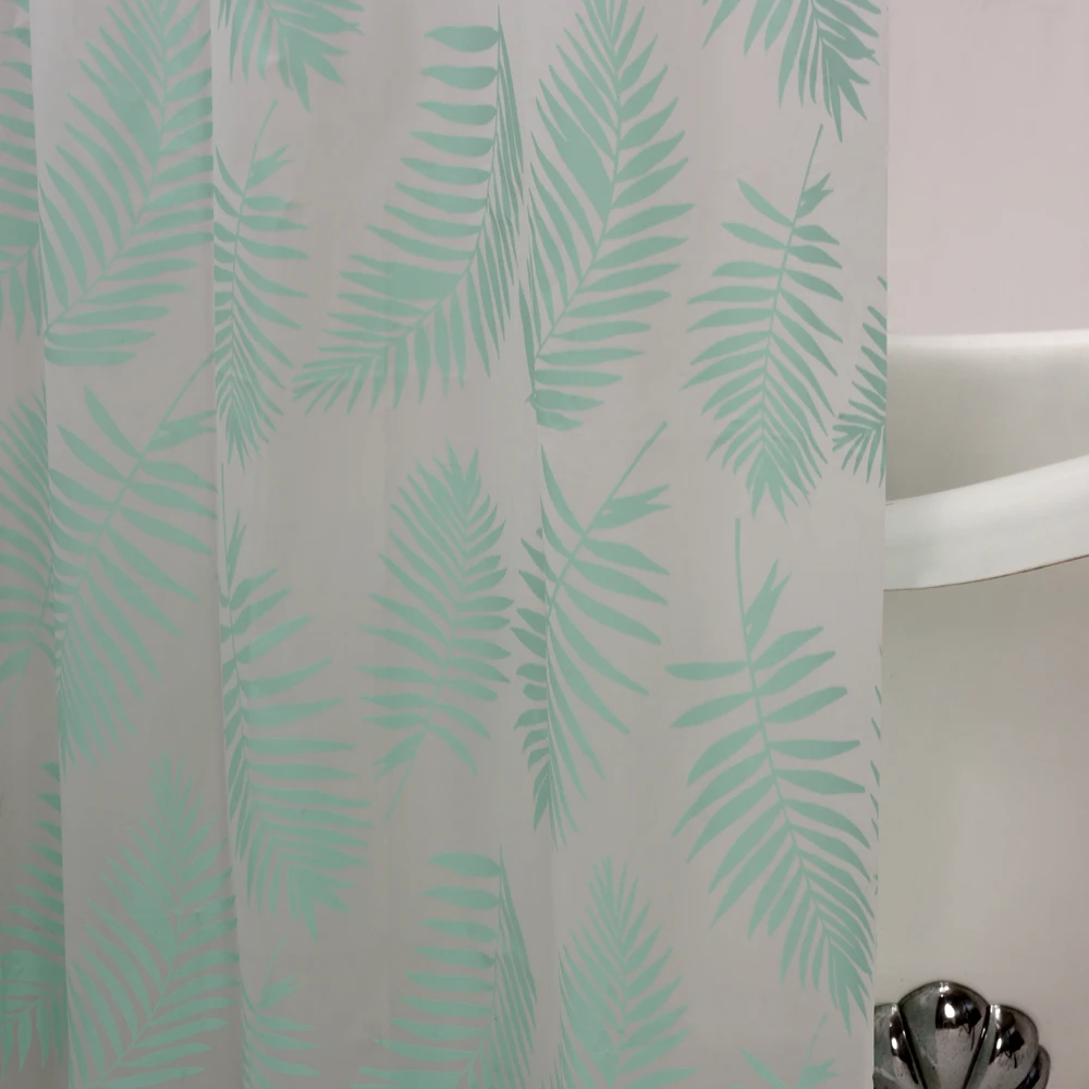 Экологичная занавеска для душа Happy Tree PEVA с красными фламинго и зелеными листьями