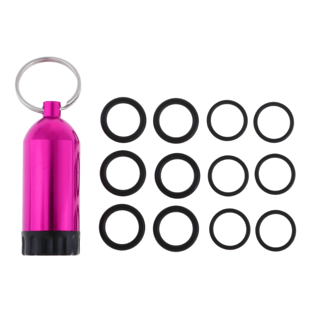 

Functional Mini Aluminum Scuba Snorkeling Diving Tanks with 12 O Rings Brass Pick Dive Key Ring for Underwater Emergency Access