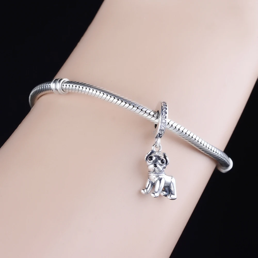 

Fit Original Pandora Charm Bracelet Authentic 925 Sterling Silver Human Loyal Friend Doggy Dog Pug Bead For Making Berloque 2021
