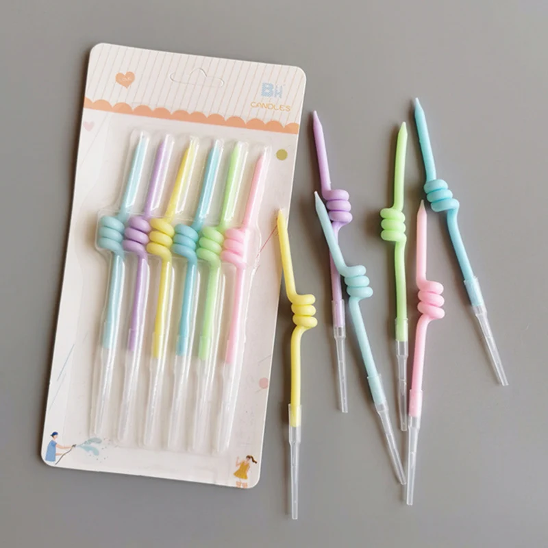 

New Threaded Candle Curved Cake Candle Long Curving Cake Safe Flames Kids Birthday Cake Romantic Decorations