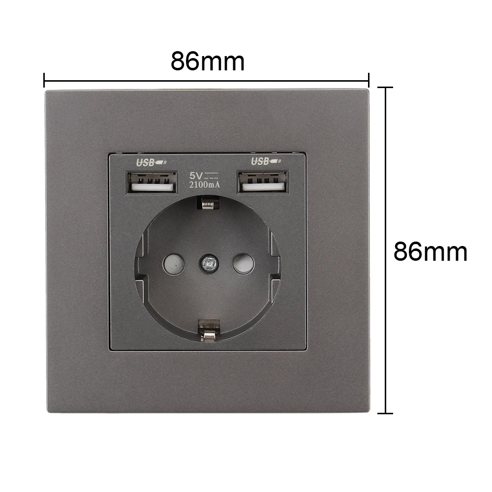 С USB-портом для замены 5 В 2 1 А 110-250 панель ПК настенная USB-розетка 16 розетки с
