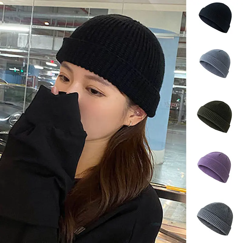 

Fashion Hip Hop Beanie Knitted hat Men Skullcap Women winter Warm Brimless Baggy Melon Cap Cuff Docker Fisherman Hip Hop Hats