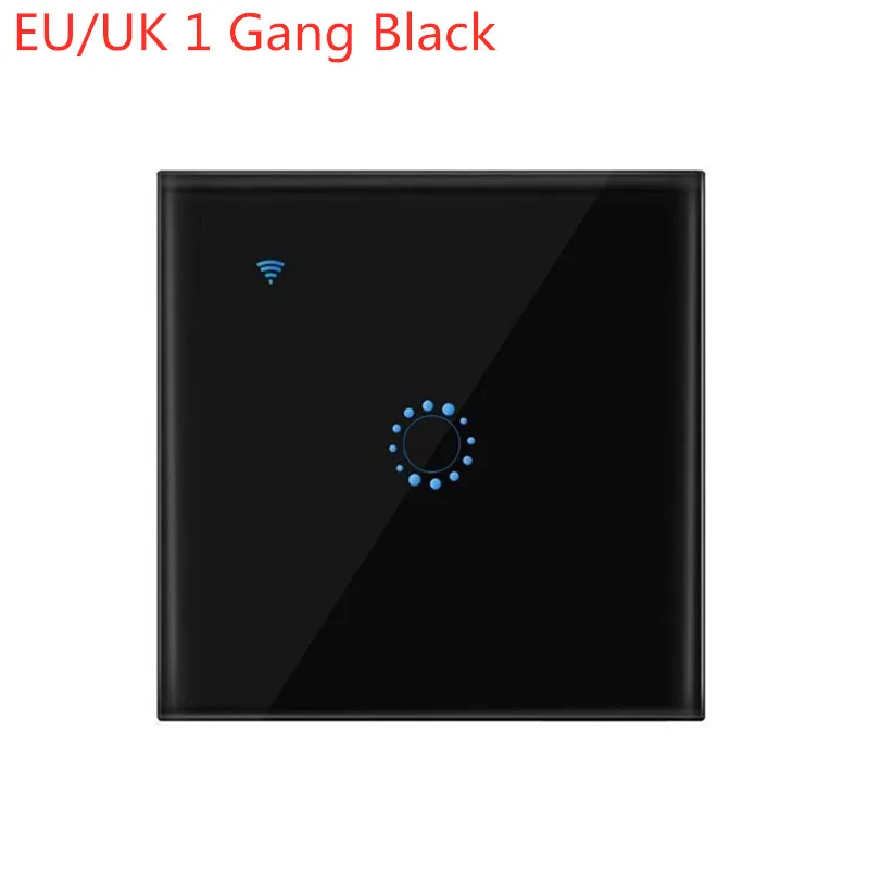 EU UK 1 Gang Black 1/2 банды Wi-Fi сенсорный выключатель света Умный Свет Панель управления настенный прерыватель США/ЕС/Великобритания стандартная работа с Alexa Google Home - Комплект: EU UK 1 Gang Black