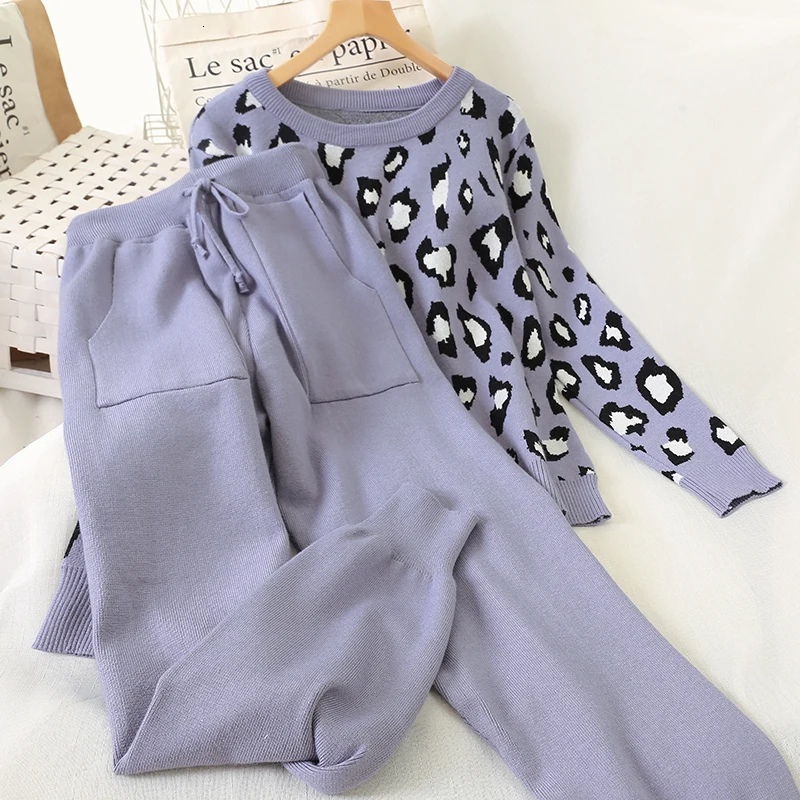 LANMREM 2019 свободный свитер с круглым вырезом Леопардовый пуловер + повседневные