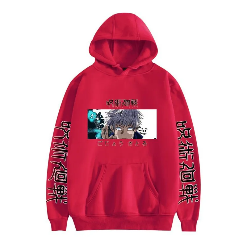 

Jujutsu Kaisen Japan Satoru Gojo Print Hoodies Unisex Loose Oversize Clothing Warm Fleece Sweatshirts Cartoons Casual Tracksuit