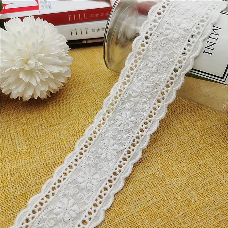 

10 Yards Pure Cotton Chic lace trim Embroidery Floral Scallop lace trim sewing crafts for Bridal, DIY crafts, Headbands