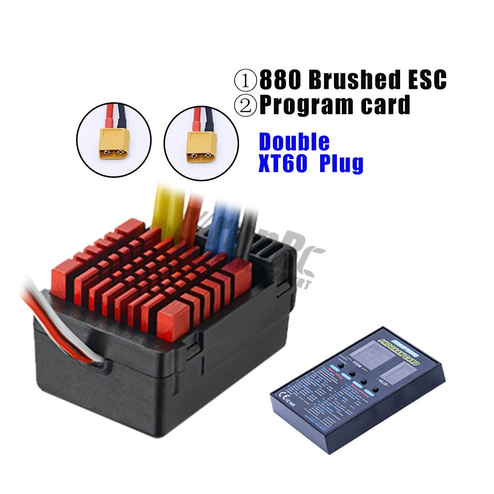 Double XT60 plugs Hobbywing QuicRun WP 880 80A двойной матовый водонепроницаемый ESC контроллер скорости для 1/8 RC автомобиля - Цвет: Double XT60 plugs