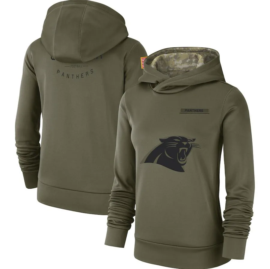 

Carolina Women's Salute to Service Panthers Team Logo Performance Pullover Olive Hoodie