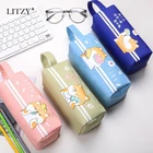 Пенал тканевый двухслойный для девочек и мальчиков, большой чехол на молнии с милой собакой, школьные принадлежности, принадлежности для офиса