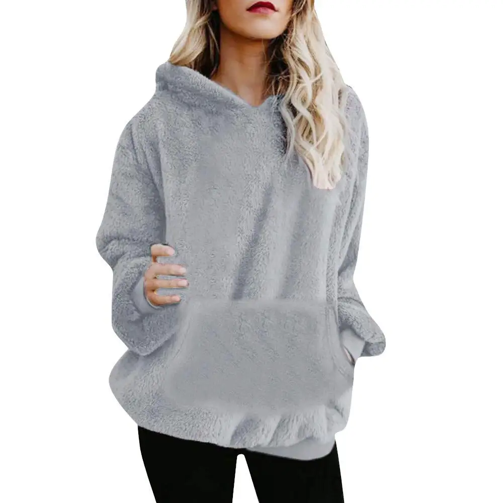 

ZOGAA Autumn Winter Fleece Flannel Hoodies Female Sweatshirts Solid Long Sleeve Women Hooded Pullovers Coat Oversized Hoodie