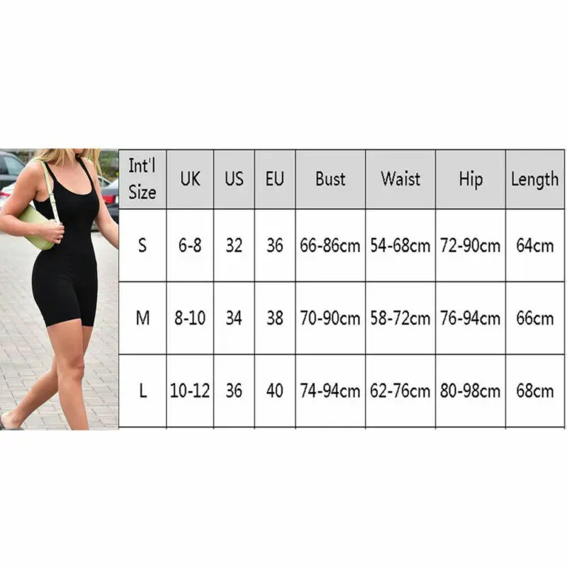 

2020 Sexy Women Summer Sleeveless Bodysuit Stretch Leotard Romper Solid Jumpsuit Short Pants
