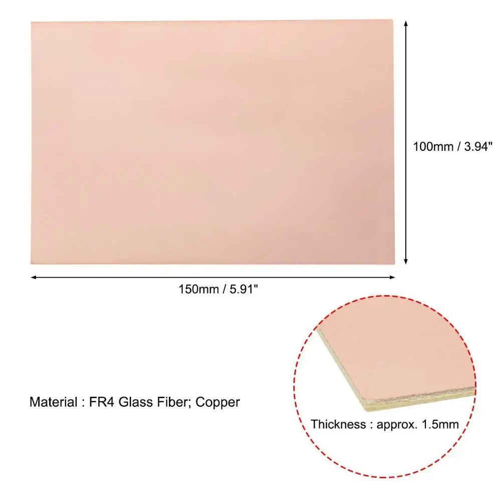 Печатная плата с двухсторонним медным плакированным ламинатом 15 шт. 150x100 мм