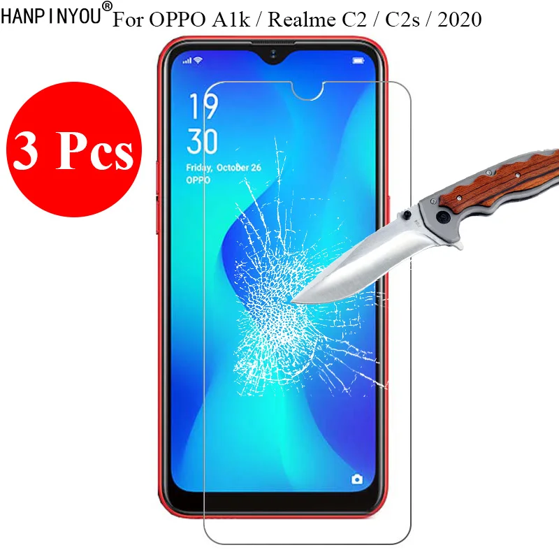 

3 Pcs/Lot New 9H 2.5D Tempered Glass Screen Protector For OPPO A1k / Realme C2 / C2s / 2020 Protective Film + Clean Tools