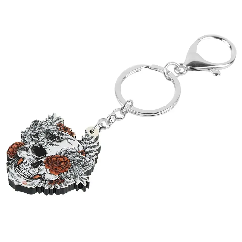 Брелок WEVENI из акрила с серым скелетом черепом длинный брелок для ключей брюками