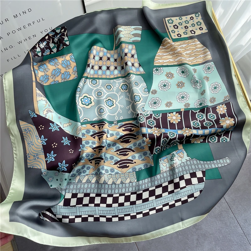 

Female Foulard Scarf Square Silk Neck Hairband 2021 Design Print Shawl Wrap Foulard Pashmina Small Neckerchief Bandana