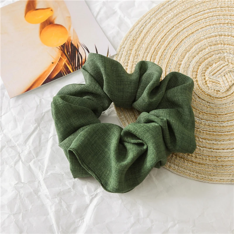 dark green Модные женские шифоновые резинки для волос с кольцом, эластичные резинки для волос, чистый цвет, танцевальные резинки для волос, женские аксессуары для волос - Цвет: dark green