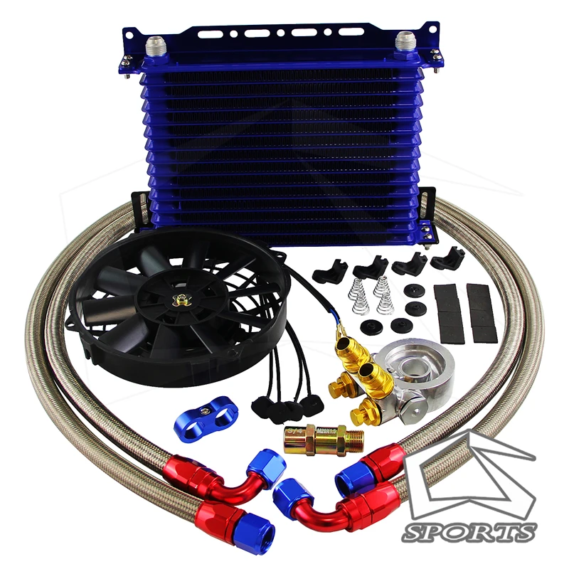 15 рядов комплект масляного радиатора с термостатом адаптера фильтра + 7 дюймов