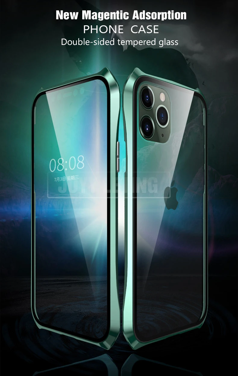 Магнитный адсорбционный чехол для телефона iPhone 11 Pro, чехол 360, Магнитный чехол для iPhone 11 Pro Max, металлический чехол