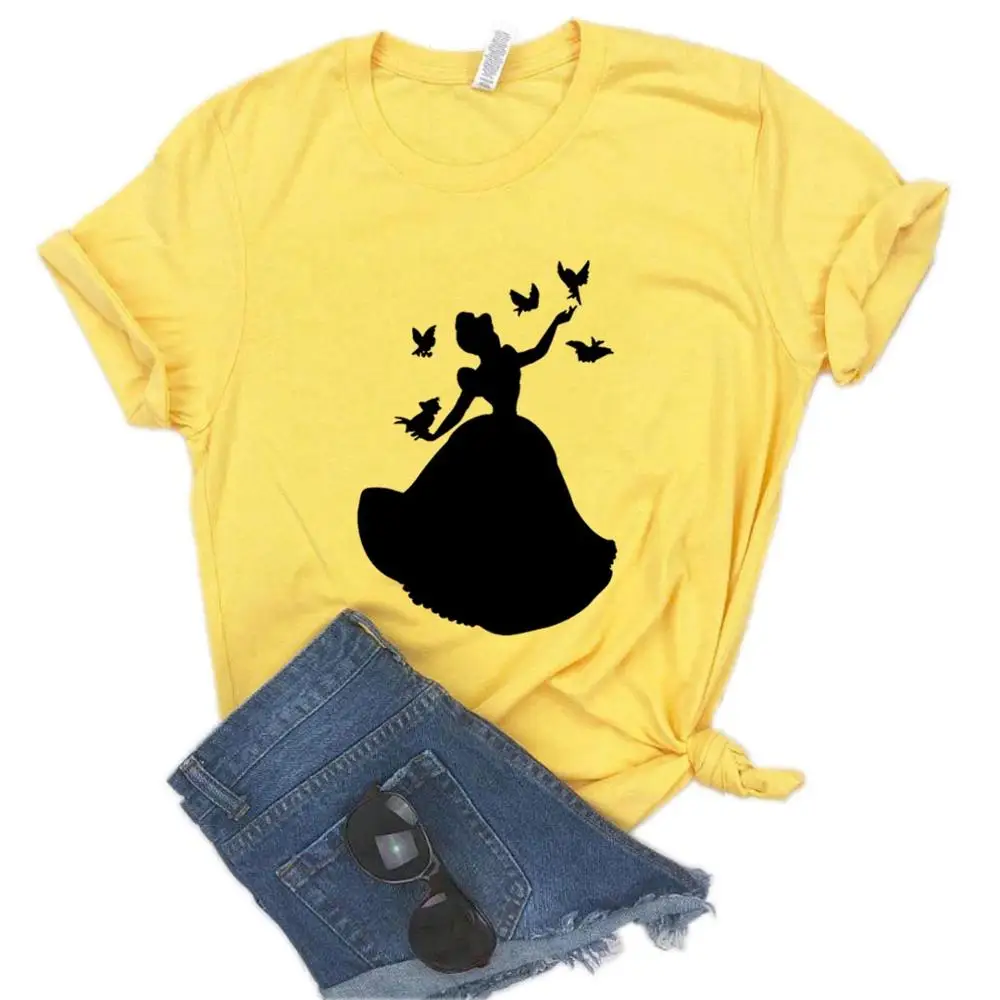 Женская футболка с принтом птицы и принцессы хлопковая хипстерская забавная