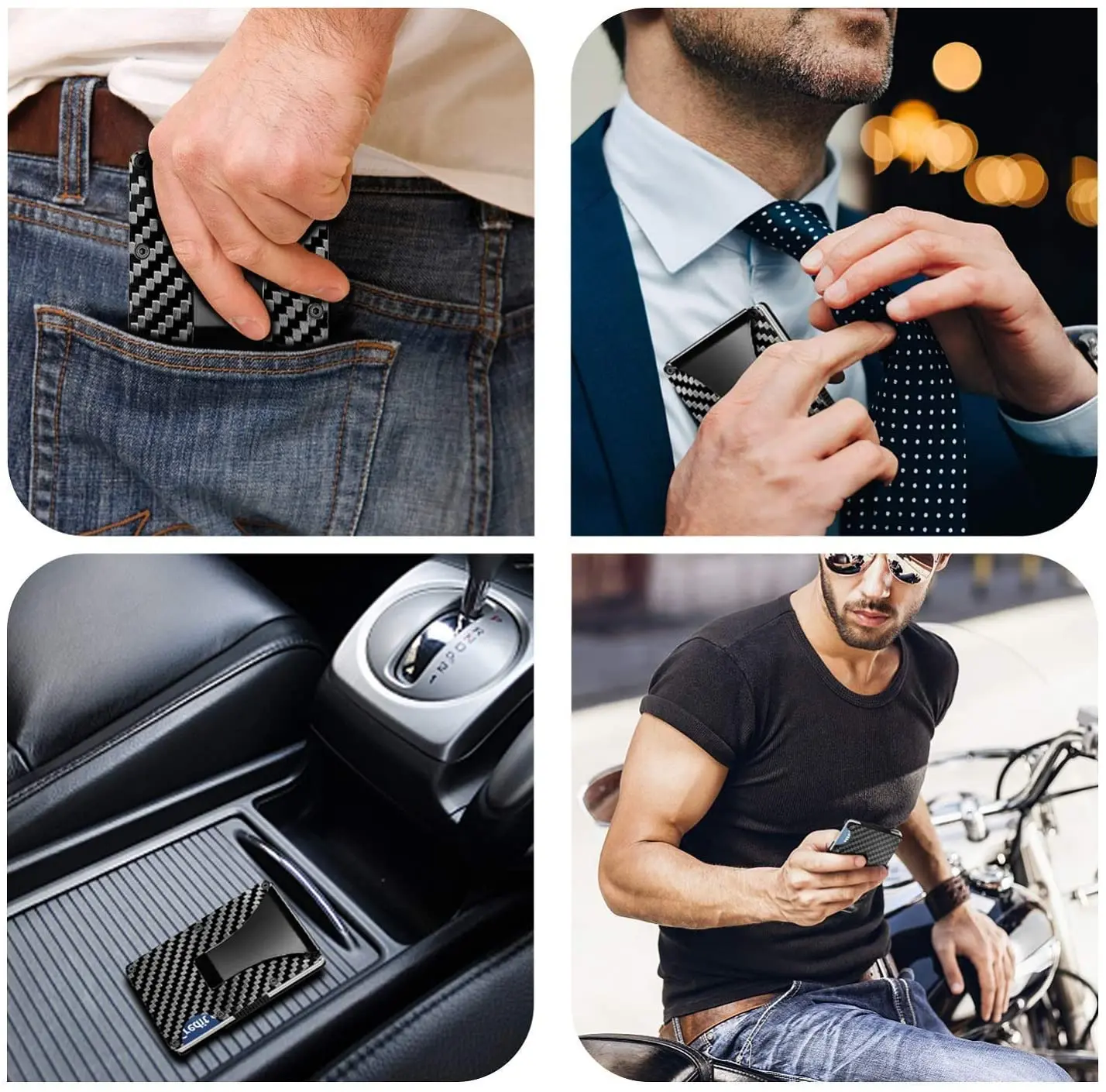 

Carbon Fiber Wallet Money Clip RFID Blocking Slim Metal Mens Wallet Credit Card Holder Minimalist Wallet for Men