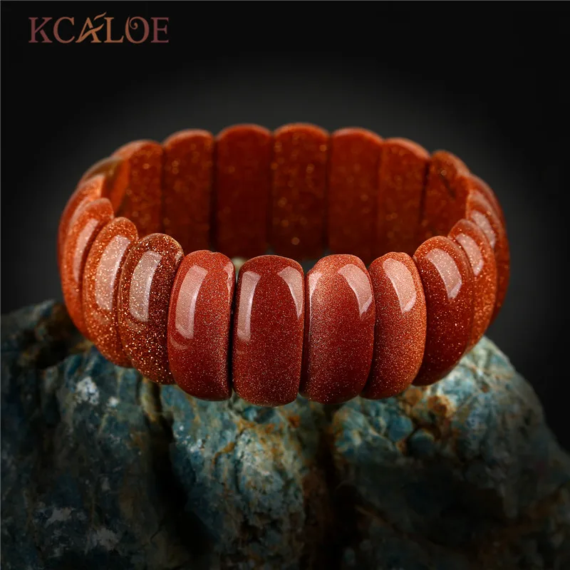 gold sand stone KCALOE прозрачный браслет с лунным камнем для женщин модные широкие браслеты с натуральным камнем модные ювелирные изделия Pulsera - Окраска металла: gold sand stone