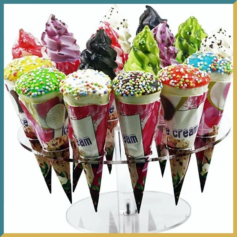 

16 Holes Acrylic Transparent Ice Cream Stand Cake Cone Stand Holder Wedding Buffet Food Display Stand Baking Kitchen Tools