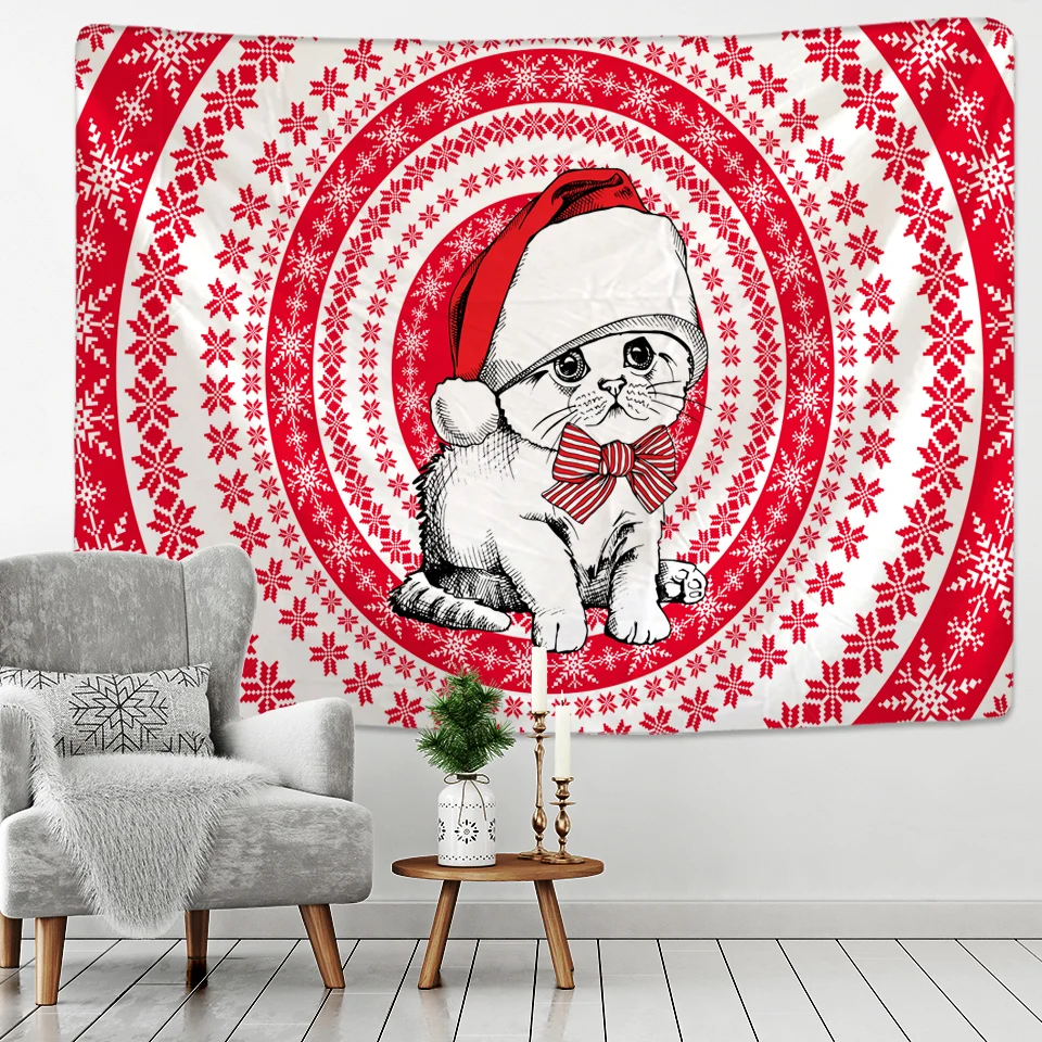 Рождество животных психоделические гобелен со сценой украшения дома настенный