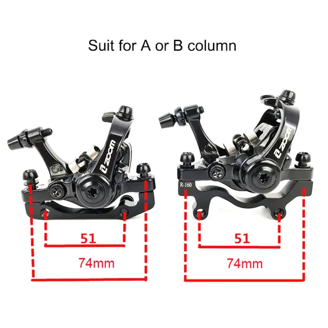 ZOOM Bicycle Disc Brake Aluminum Alloy F160 R160 Mountain Road MTB Bike Mechanical Caliper Disc Brakes Cycling Double Brake 2