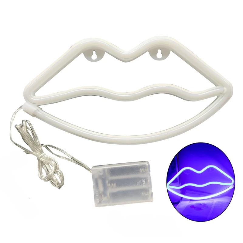 Неоновый светильник в форме губ декоративный настенный для детской