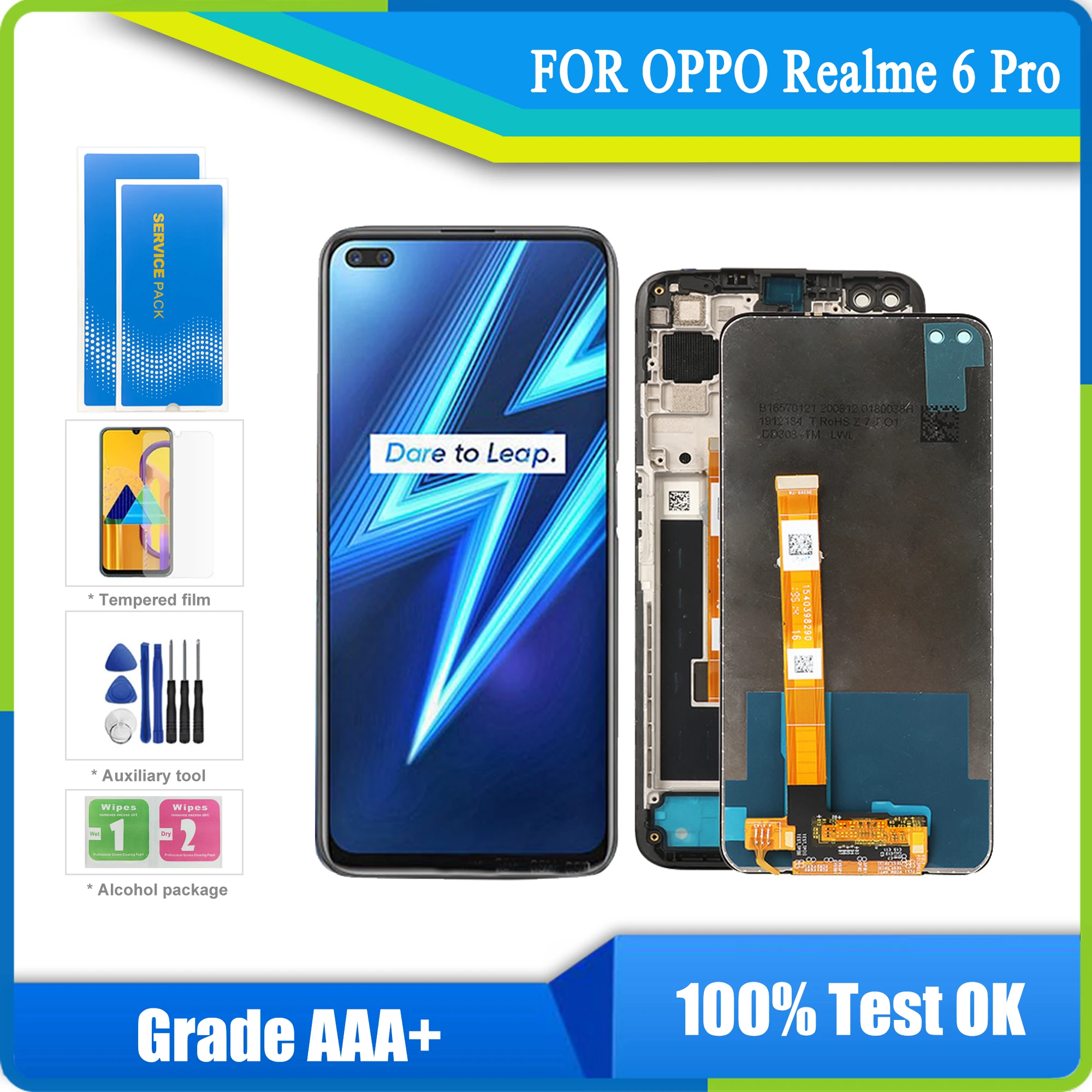 

ЖК-дисплей для Oppo Realme 6 Pro, сенсорный экран 10 дюймов, полный тест сенсорного экрана, дигитайзер, сменный экран для Realme6 Pro RMX2061/RMX2063