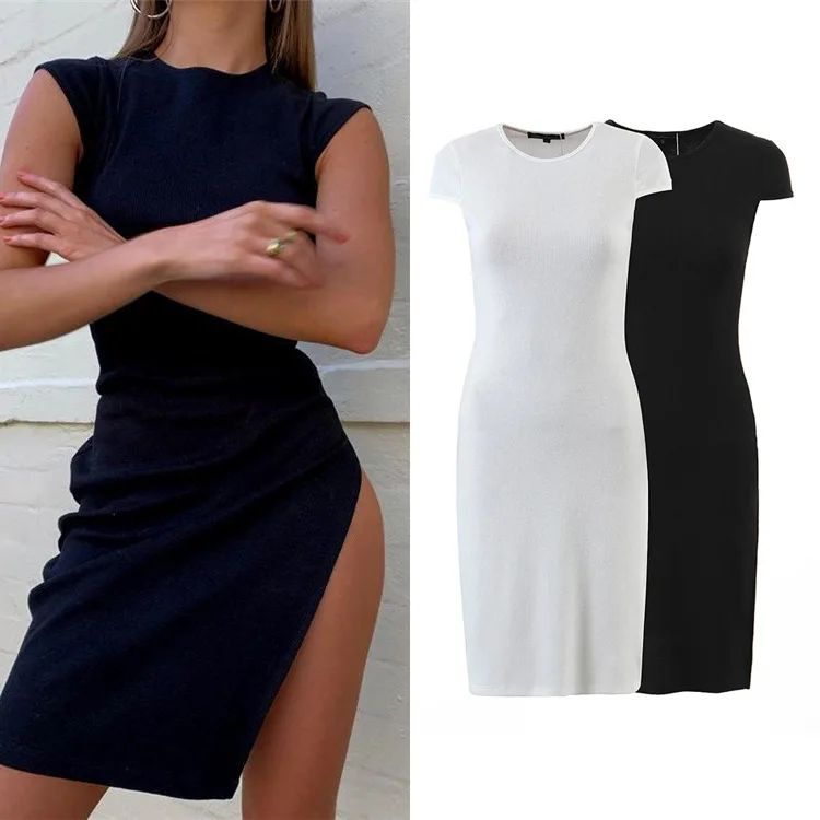 

Za 2021 women Skirt sexy high waist split design short-sleeved dress autumn women's elastic slim bag hip skirt
