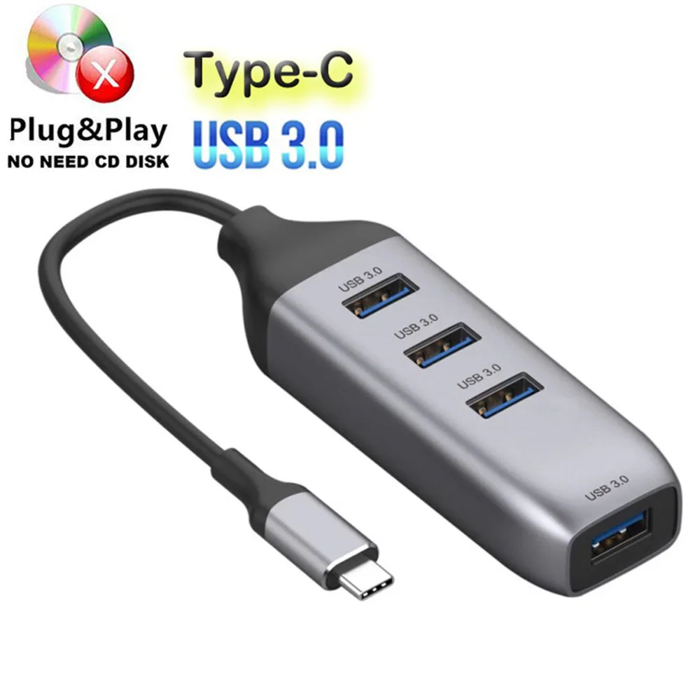 

4 In 1 USB C Hub Multi-function Type-C To USB3.0 HDMI-Compatible Splitter USB C To RJ45 Converter Docking Stations Adapter